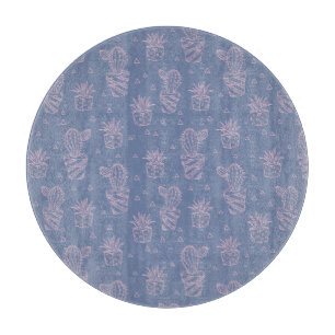 Planche À Découper Motif rose et pourpre de cactus de bande dessinée