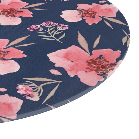 Planche À Découper Motif rose foncé d'aquarelle (Coin)