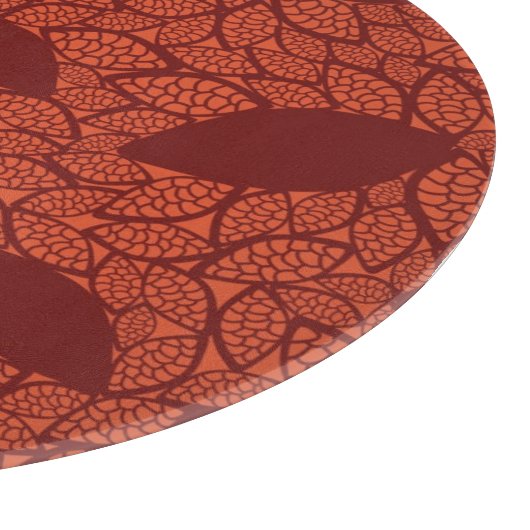 Planche À Découper Motif rouge de feuille sur l'orange (Coin)