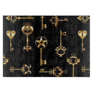 Planche À Découper Motif sans couture avec des clés dorées