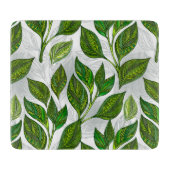 Planche À Découper Motif sans couture avec Feuilles de thé vert (Devant)
