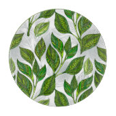 Planche À Découper Motif sans couture avec Feuilles de thé vert (Devant)
