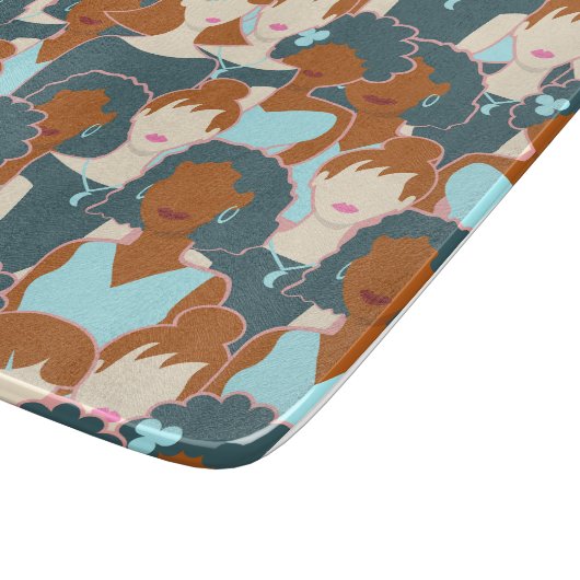 Planche À Découper Motif sans couture avec filles noires et blanches (Coin)