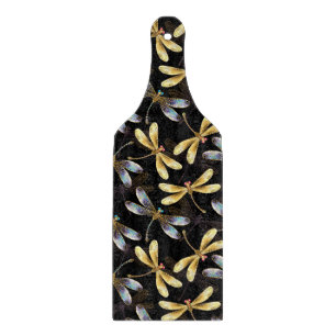 Planche À Découper Motif sans couture avec libellules d'or