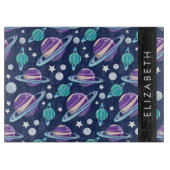 Planche À Découper Motif spatial, Planètes, Étoiles, Galaxie, Votre n (Devant)