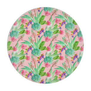 Planche À Découper Motif Succulent de l'aquarelle florissante