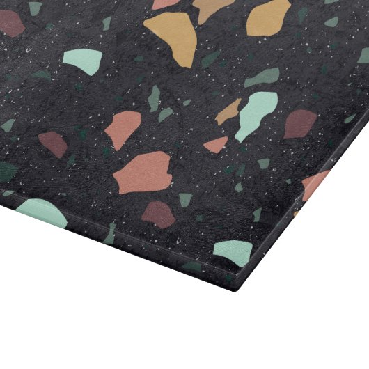 Planche À Découper Motif Terrazzo Noir (Coin)