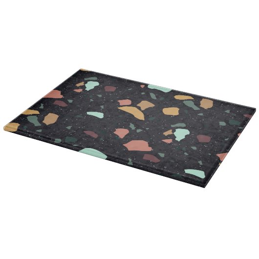 Planche À Découper Motif Terrazzo Noir (Coin)