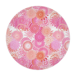 Planche À Découper Motif tourbillon fractal, nuances de rose et de co