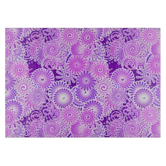 Planche À Découper Motif tourbillon fractal, tons violets (Devant)