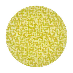 Planche À Découper Motif tourbillon japonais - moutarde et jaune clai