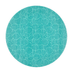 Planche À Découper Motif tourbillon japonais - turquoise et aqua