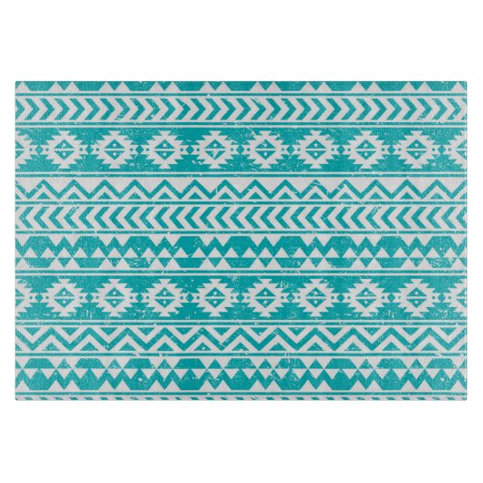 Planche À Découper Motif tribal aztèque grunge turquoise (Devant)