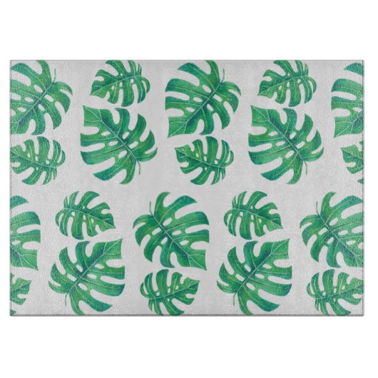 Planche À Découper Motif tropical avec feuilles monstères (Devant)