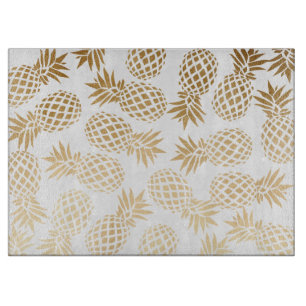 Planche À Découper motif tropical d'ananas d'or élégant de faux