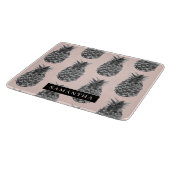 Planche À Découper Motif Tropical Grey & Rose Ananas Avec Nom (Coin)