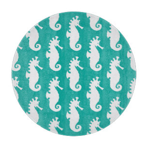 Planche À Découper Motif turquoise 1 d'hippocampe