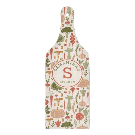 Planche À Découper Motif végétal Végétarien Nom personnalisé (Devant)