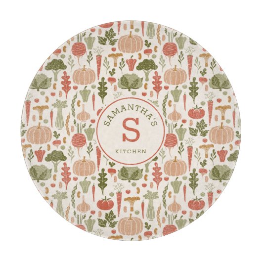 Planche À Découper Motif végétal Végétarien Nom personnalisé (Devant)