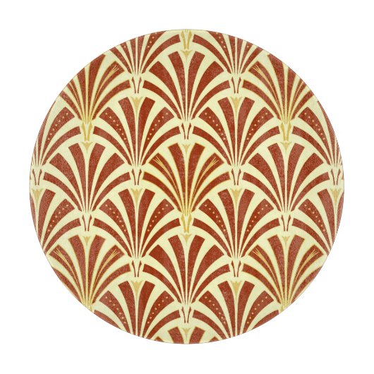 Planche À Découper Motif ventilateur Art déco - cuivre sur jaune (Devant)