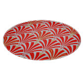 Planche À Découper Motif ventilateur Art déco - rouge sur gris perle (Coin)