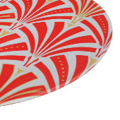 Planche À Découper Motif ventilateur Art déco - rouge sur gris perle (Coin)