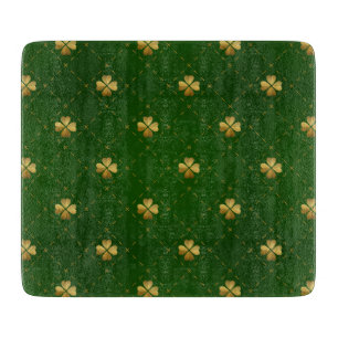 Planche À Découper Motif vert d'or de trèfle