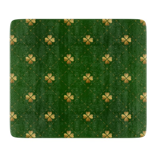 Planche À Découper Motif vert d'or de trèfle (Devant)