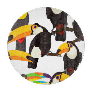 Planche À Découper Motif Vintage des oiseaux tropicaux du Toucan