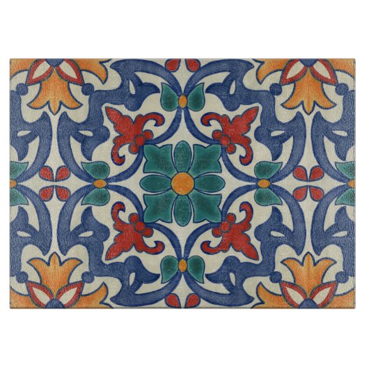 Planche À Découper Motif vintage portugais Azulejos Carrelage (Devant)