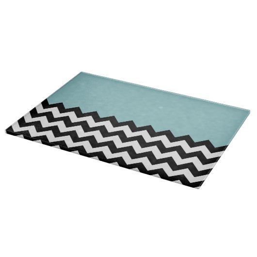 Planche À Découper Motif Zigzag noir et blanc, Chevron, Bleu (Coin)