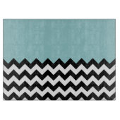 Planche À Découper Motif Zigzag noir et blanc, Chevron, Bleu (Devant)