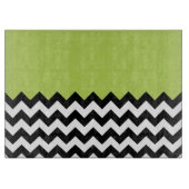 Planche À Découper Motif Zigzag noir et blanc, Chevron, Vert (Devant)