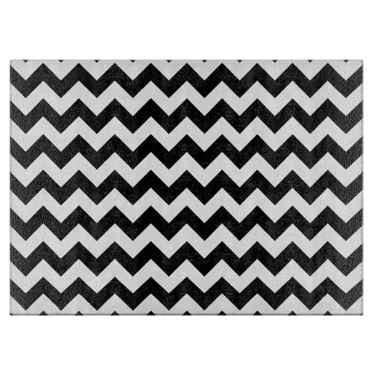 Planche À Découper Motif Zigzag noir et blanc, Motif Chevron (Devant)