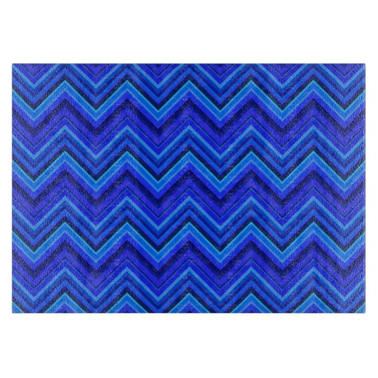 Planche À Découper Motif zigzag rayures bleues (Devant)