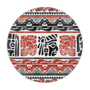 Planche À Découper Motifs indiens, rouge noir, motif sans couture.