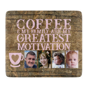 Planche À Découper Motivation café 4 photo marron rose verre
