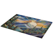 Planche À Découper Mountain Sunset Stained Glass Cutting Board (Coin)