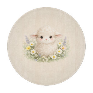Planche À Découper Moutons Fantaisistes et Fleurs Sauvages pour un Ch