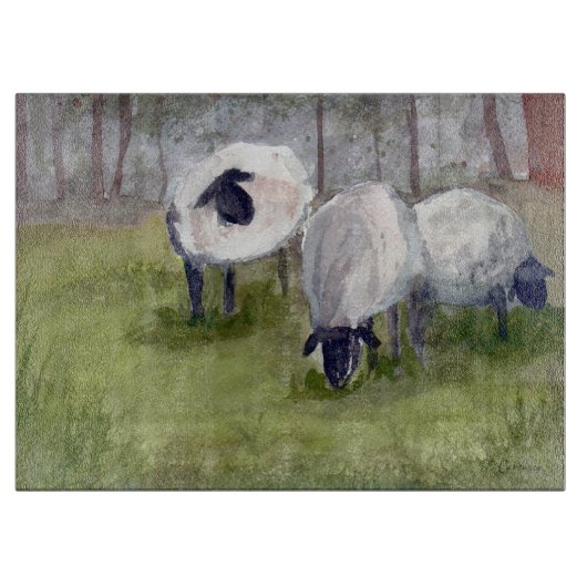 Planche À Découper Moutons pâturant rustiques (Devant)