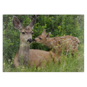 Planche À Découper Mule Deer Doe avec Fawn