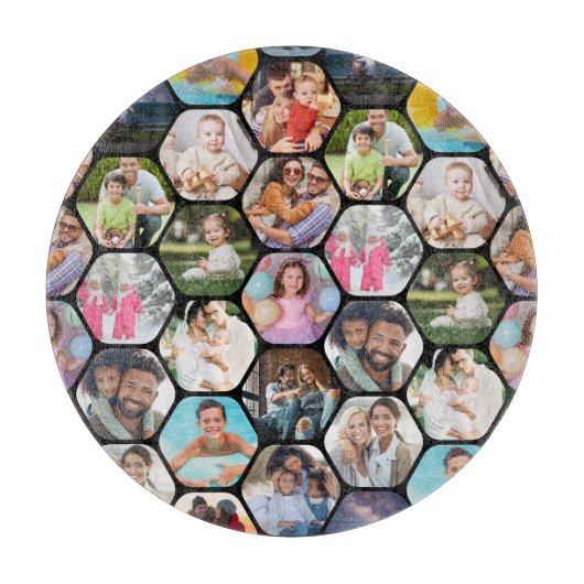 Planche À Découper Multi Photo Collage Simple Moderne Hexagon Motif (Devant)