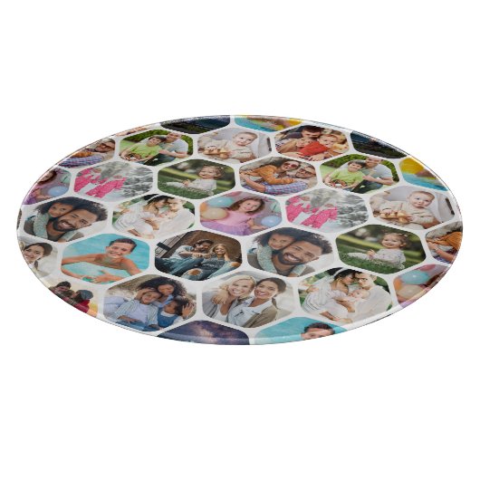 Planche À Découper Multi Photo Collage Simple Moderne Hexagon Motif (Coin)