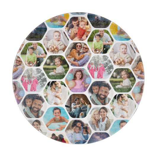 Planche À Découper Multi Photo Collage Simple Moderne Hexagon Motif (Devant)