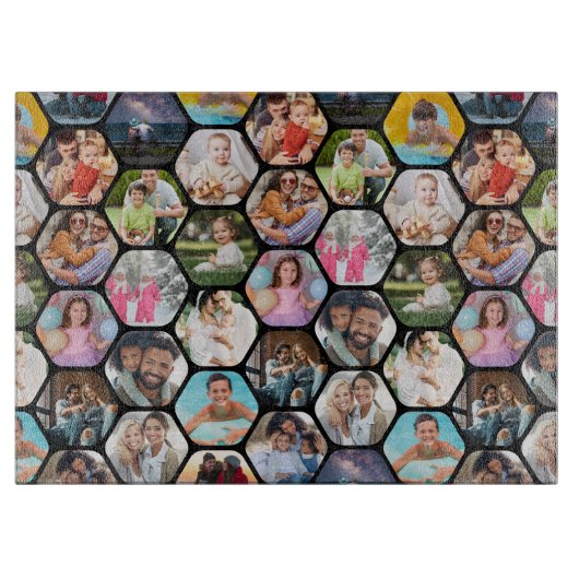 Planche À Découper Multi Photo Collage Simple Moderne Hexagon Motif (Devant)