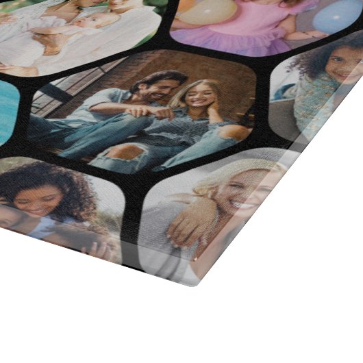 Planche À Découper Multi Photo Collage Simple Moderne Hexagon Motif (Coin)