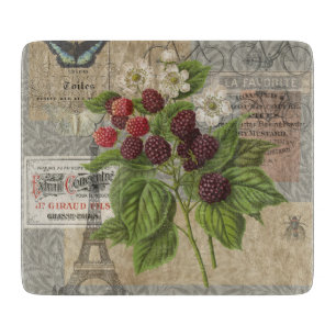 Planche À Découper Mûres Vintage Collage d'Art Éphemère Français