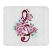 Planche À Découper Musical treble clef notes with sakura flowers (Devant)