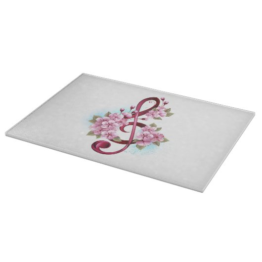 Planche À Découper Musical treble clef notes with sakura flowers (Coin)