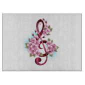 Planche À Découper Musical treble clef notes with sakura flowers (Devant)